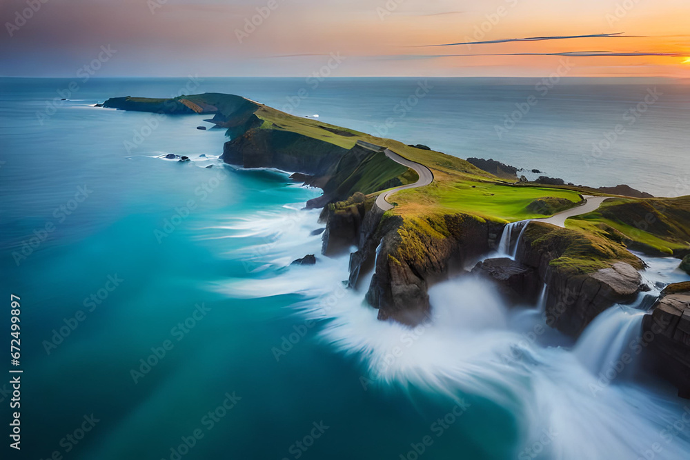 Land's end with ocean | The coast of the island | Sea coast summer sunset Land's end with ocean | The coast of the island | Sea coast summer sunset