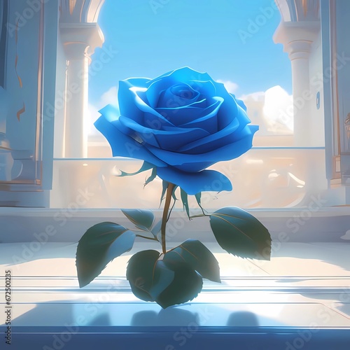 Beautiful blue rose with beautiful girl