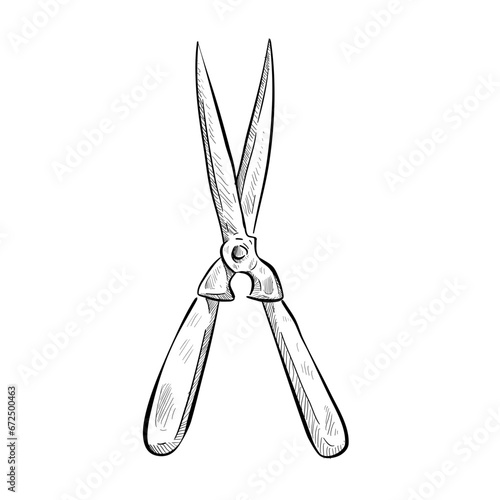 Garden shears handdrawn illustration