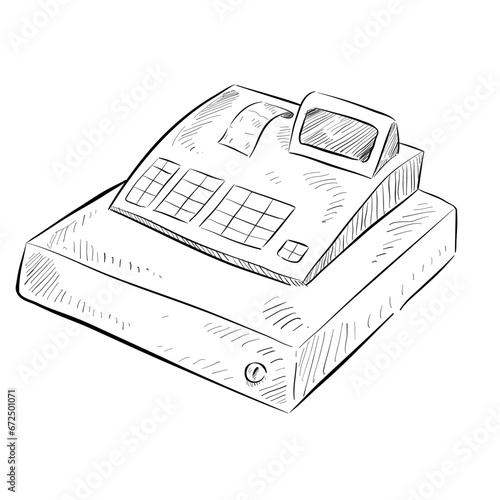 Cash register handdrawn illustration