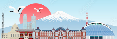 富士山　東京　日の出　風景　背景