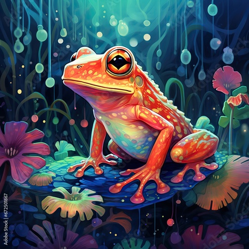 frog in the water