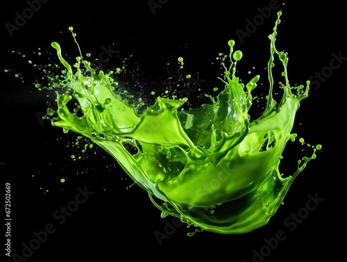 green paint splash on black background