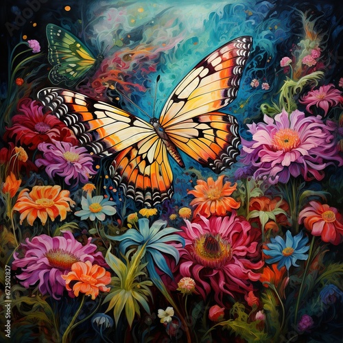 butterfly and flowers