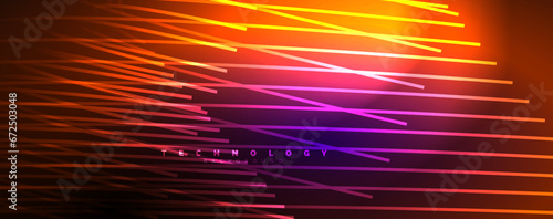 Neon shiny light abstract lines, light beams concept abstract background. Vector Illustration For Wallpaper, Banner, Background, Card, Book Illustration, landing page