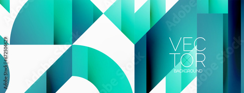 Abstract masterpiece formed by delicate interplay of circles, squares, and triangles. Geometric elements converge in harmonious chaos, evoking sense of modern creativity. Symphony of shapes