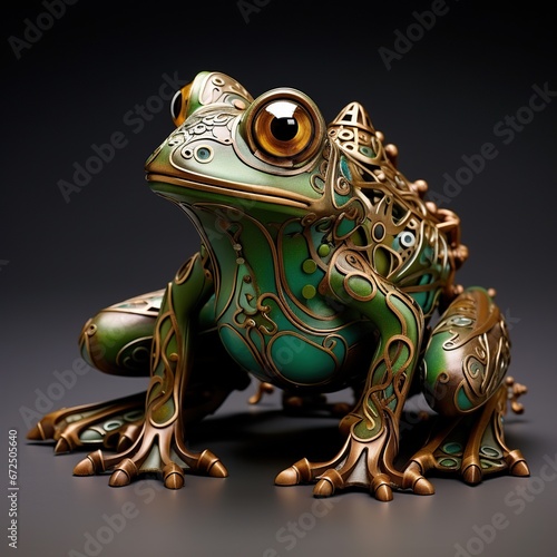 golden frog on black background