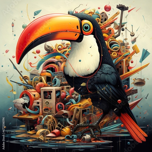 Surreal toucan illustrations in contemporary art photo