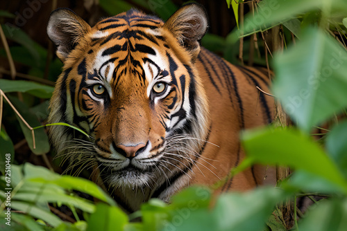 a tiger is walking through the jungle  © mizmizstk