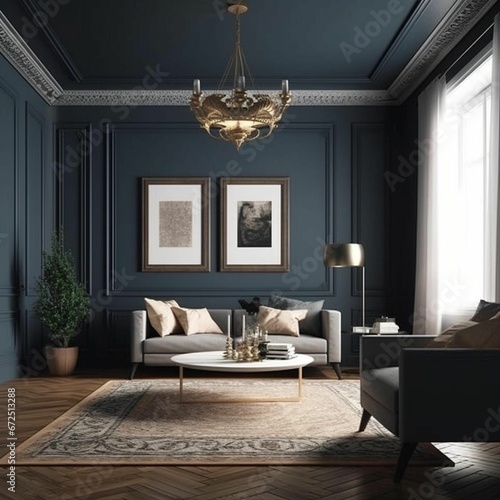 Interior shot of a contemporary living room  AI-generated.