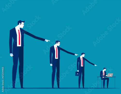 Work subordination and supervision. Business manager scolding subordinate concept
