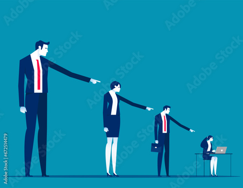 Work subordination and supervision. Business manager scolding subordinate concept