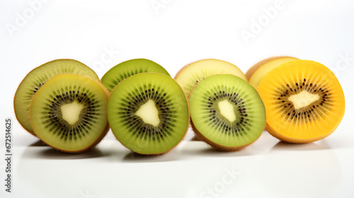 a group of kiwi slices cut in half