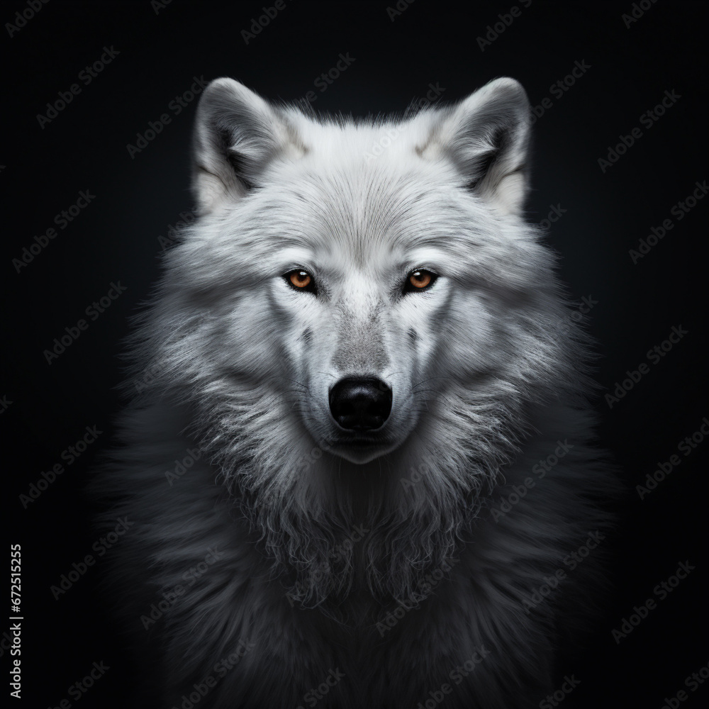 a white wolf on a black background