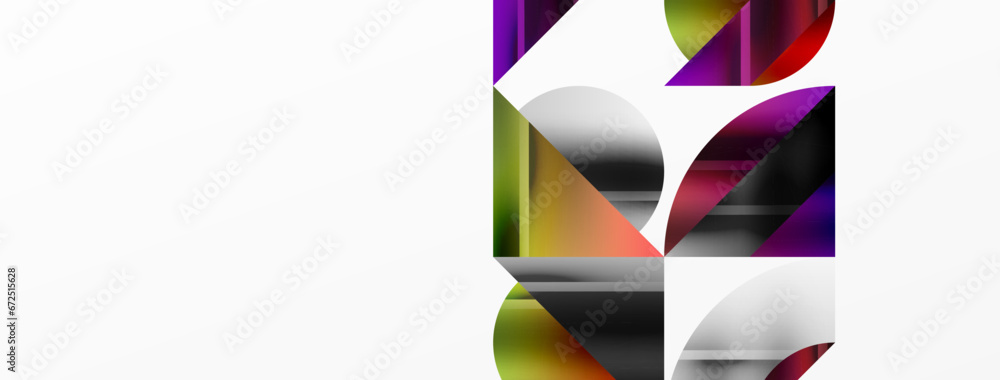 Minimalistic elegance shines through in this metallic background, showcasing composition of circles and triangles, creating geometric masterpiece Minimalistic elegance shines through in this metallic background, showcasing composition of circles and triangles, creating geometric masterpiece