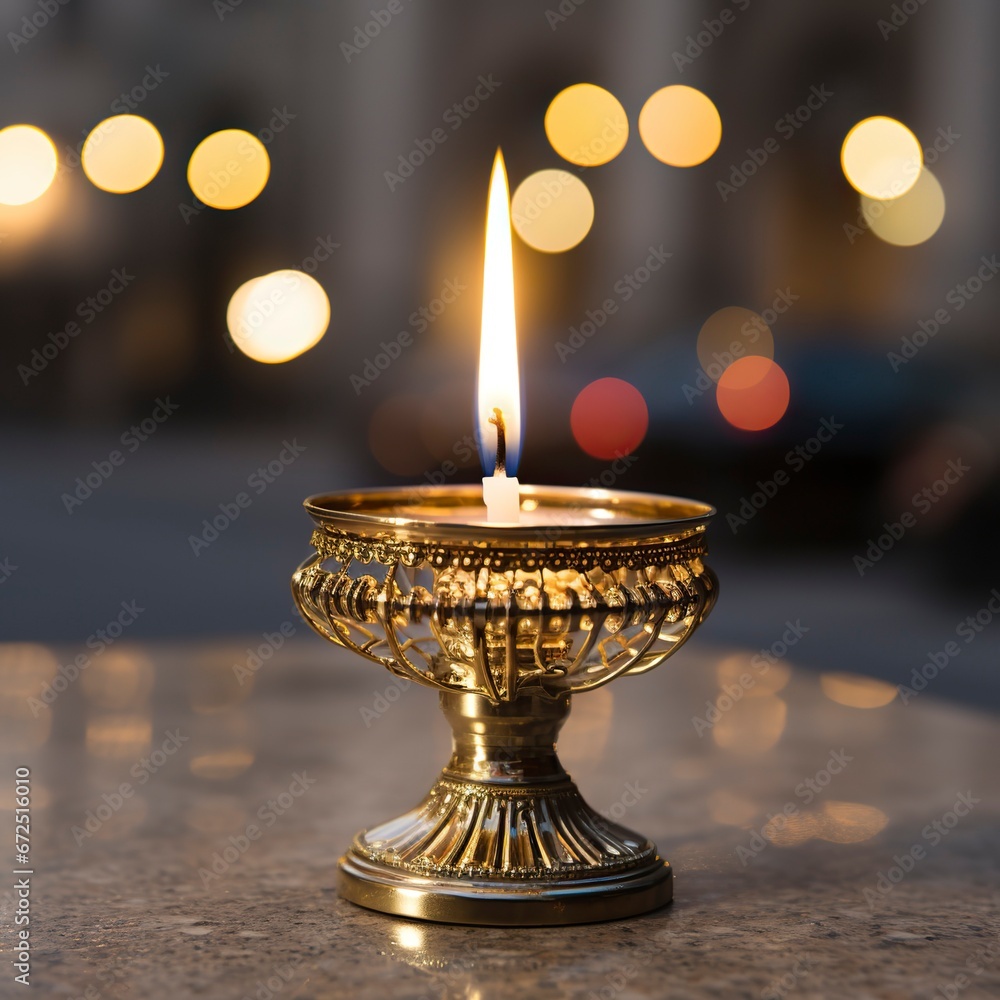 Hanukkah festival scene in a magical forest with animals , A Jewish festival Hanukkah festival scene in a magical forest with animals , A Jewish festival