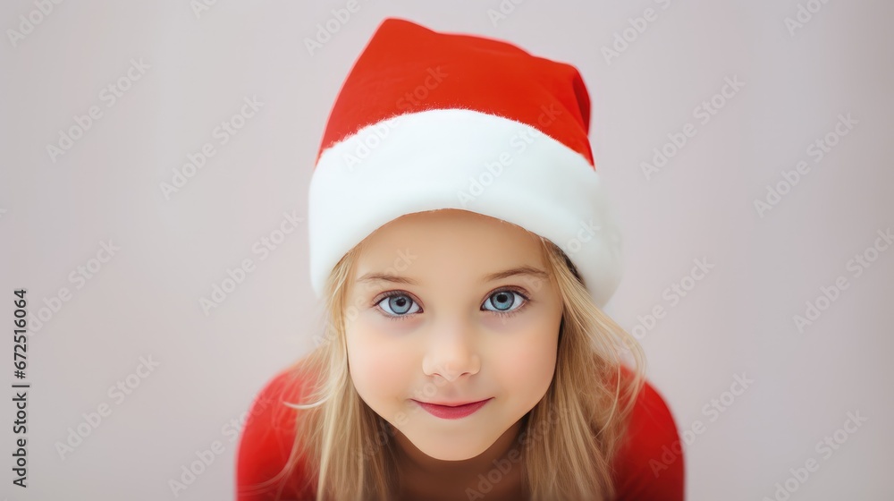 Christmas girl little girl in a red Santa Claus hat Christmas girl little girl in a red Santa Claus hat