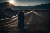silhouette of a person in the desert