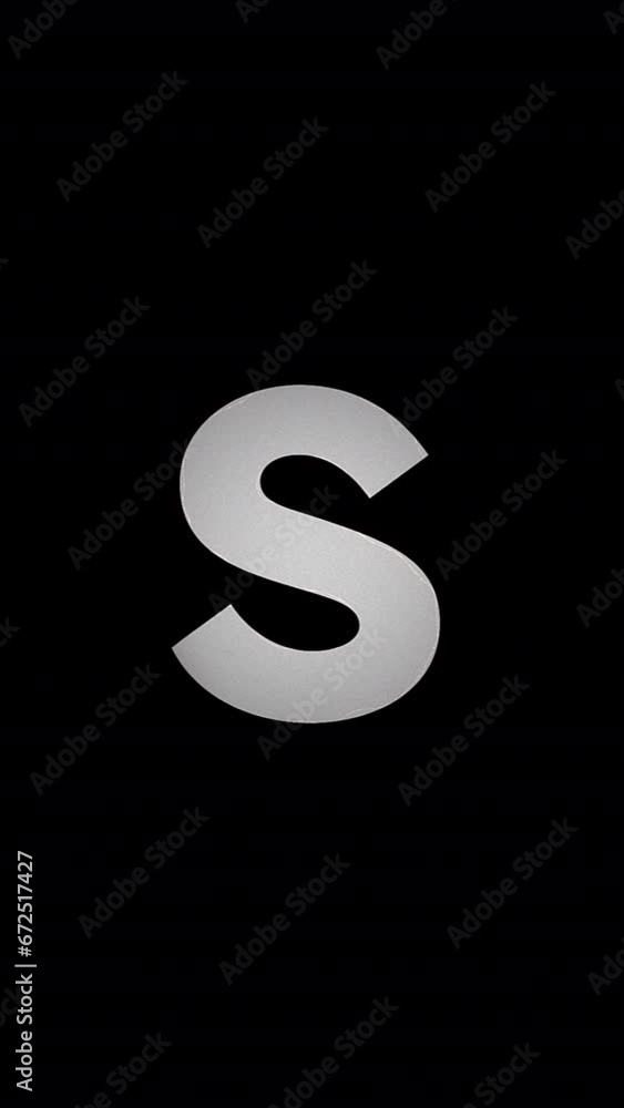 Fire letter reveal and vanish animation. S symbol burn like paper with ember and smoke on black background. Design element