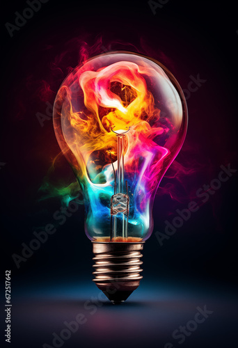 light bulb with a colorful splash of paint in the style of digital art wonders