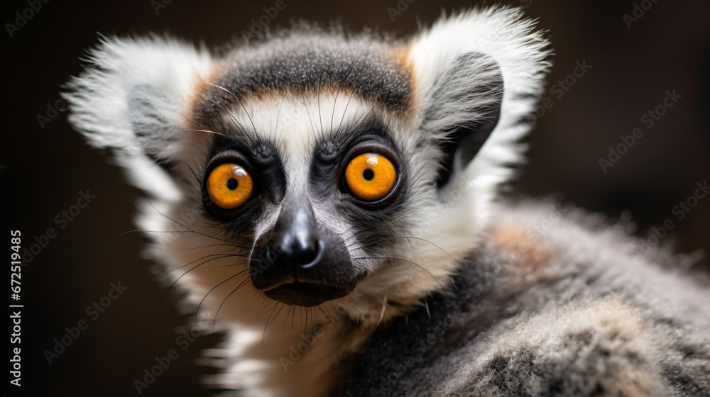Obraz premium a close up of a lemur with orange eyes
