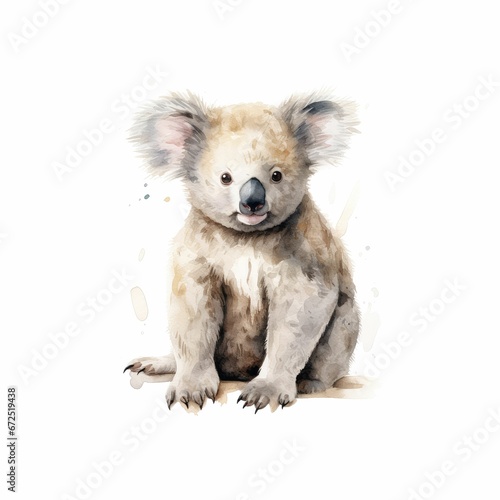 koala on white background with watercolor effect stock photo