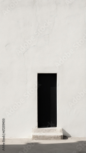 a black door is open on a white wall © onThKim