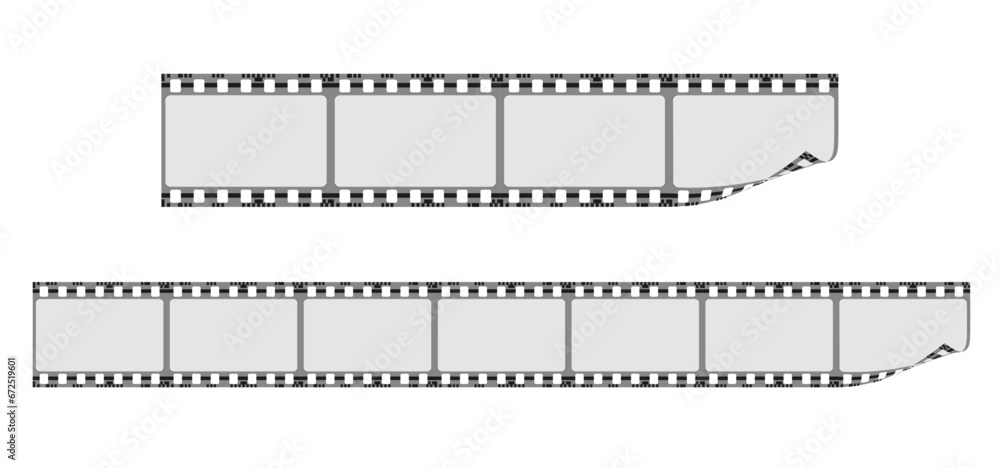 Film tape strips. Isolated. Cinema teater concept. 3d realistic vector.