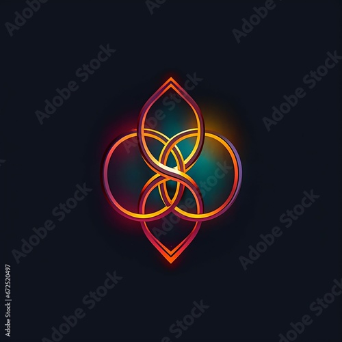 AI generated illustration of an intricate colorful logo on a dark background