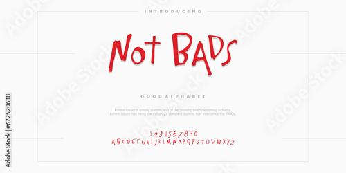 Not Bads abstract alphabet font. Minimal technology typography, Creative urban sport fashion futuristic font and with numbers. vector illustration