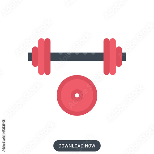 red barbell icon - sport icon