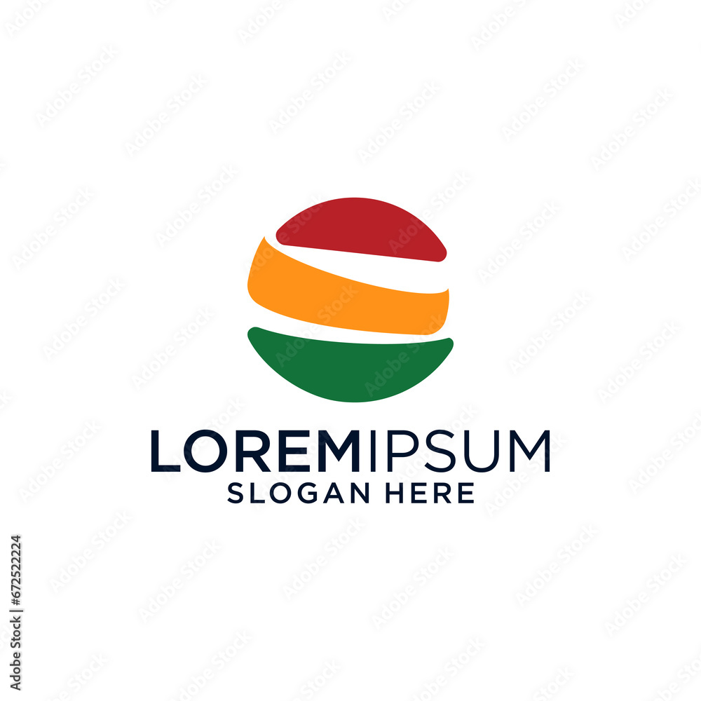 Fruit Logo Design. Abstract Orange and Green Fruit and Leaf Combination Fruit Logo Design. Abstract Orange and Green Fruit and Leaf Combination