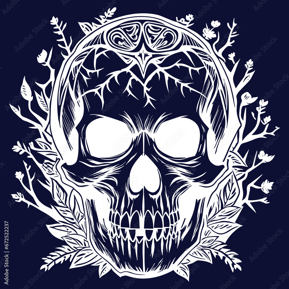 Fototapeta premium Skull line art illustration