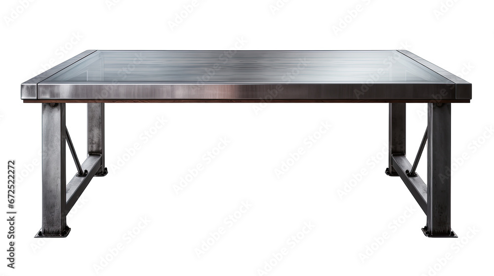 Industrial Steel Work Table Isolated on Transparent or White Background, PNG