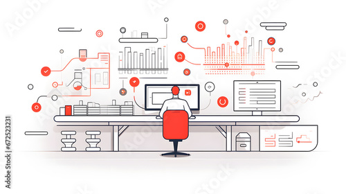 ビジネスイラスト,business illustration,ビジネス,IT,会議,AI,パソコン,仕事,会社,社会人,FX,トレード,在宅,仕事人,線画,