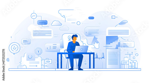 ビジネスイラスト,business illustration,ビジネス,IT,会議,AI,パソコン,仕事,会社,社会人,FX,トレード,在宅,仕事人,線画,