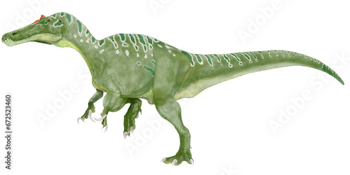 Fototapeta Naklejka Na Ścianę i Meble -  リパロヴェナトル、川岸のハンターはケラトスコプスと同時期に英国南部のワイテ島の同地域で発見され、2021年にともに記載された。バリオニクス亜科のスピノサウルス類



