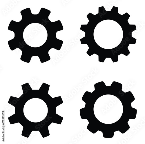 Set of gear wheel icons, Black gears