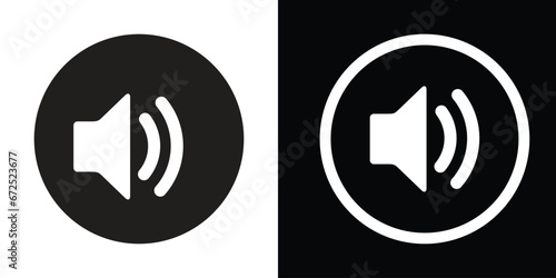 Set of Speaker icon, Sound vector black and white