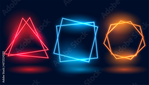 line style glowing electric led frame banner in pack of three