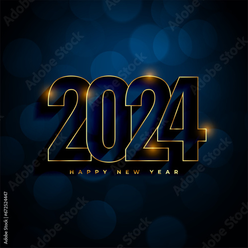 happy new year 2024 bokeh background with shiny effect