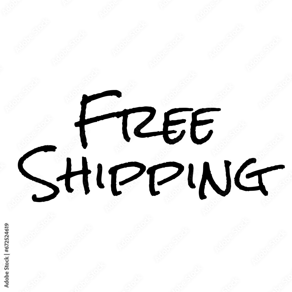 Digital png illustration of free shipping text on transparent background Digital png illustration of free shipping text on transparent background
