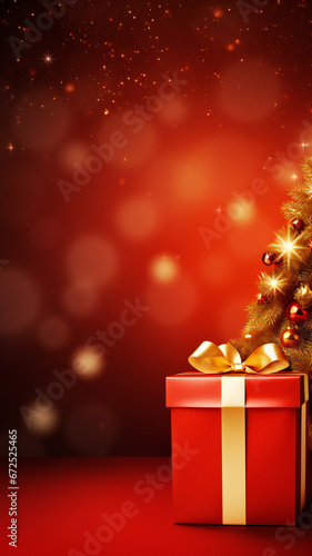 christmas tree background red with copy space  xmas celebration background