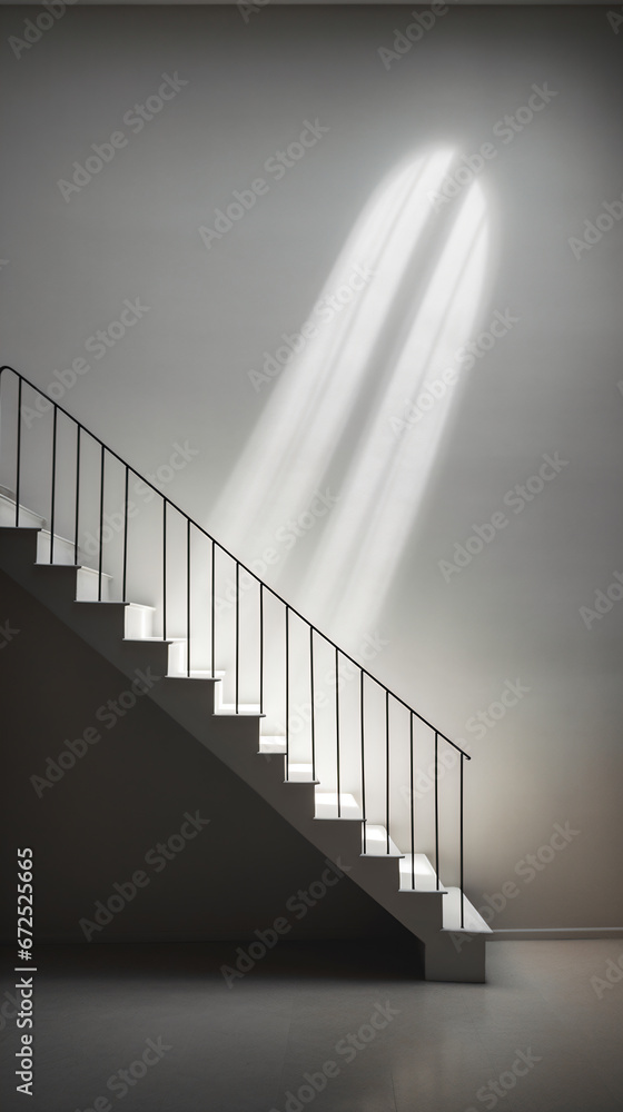 a staircase with a shadow of a light coming from it a staircase with a shadow of a light coming from it