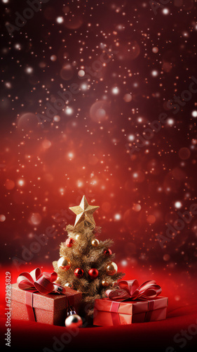  christmas background red with copy space, xmas celebration background