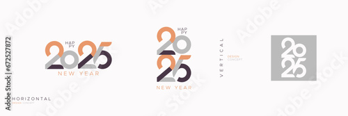 2025 new year with minimalist design type and luxury colours. 2025 design concept for calendar, symbols and template