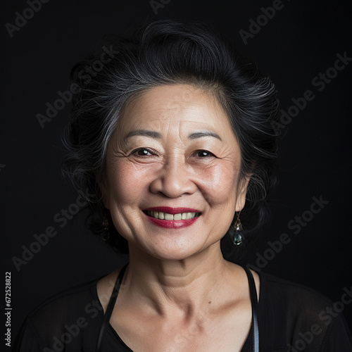 Portrait headshot of healthy aisan woman in studio