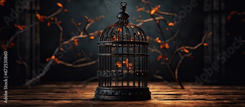 The antique bird cage is being depicted in a three dimensional digital image photo