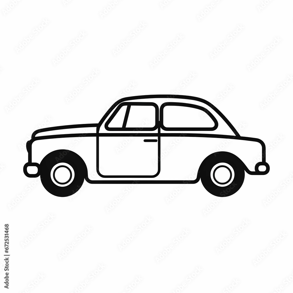 AI generated illustration of a car outline drawing against a white background