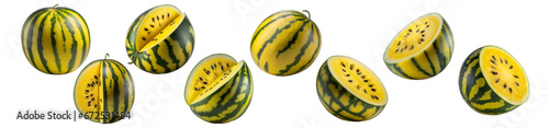 Collection of watermelons isolated on transparent background